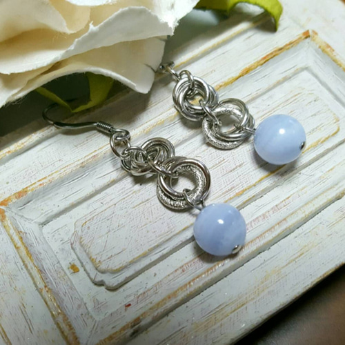 ブルーレース ピアス・イヤリング -20種類の天然石 5- ピアス（フック  