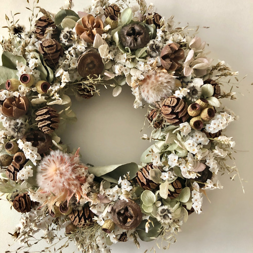 ドライフラワーハーフリースꕤ.·*.秋・木の実✽ローズヒップ゜・*:.。❁ クリザンテーム 秋色ポップなリース Chrysantheme / 秋色 紅葉の