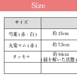 【再販×2】箱発送ピオニーとマムの紅白アートフラワー髪飾り4点セット 5枚目の画像