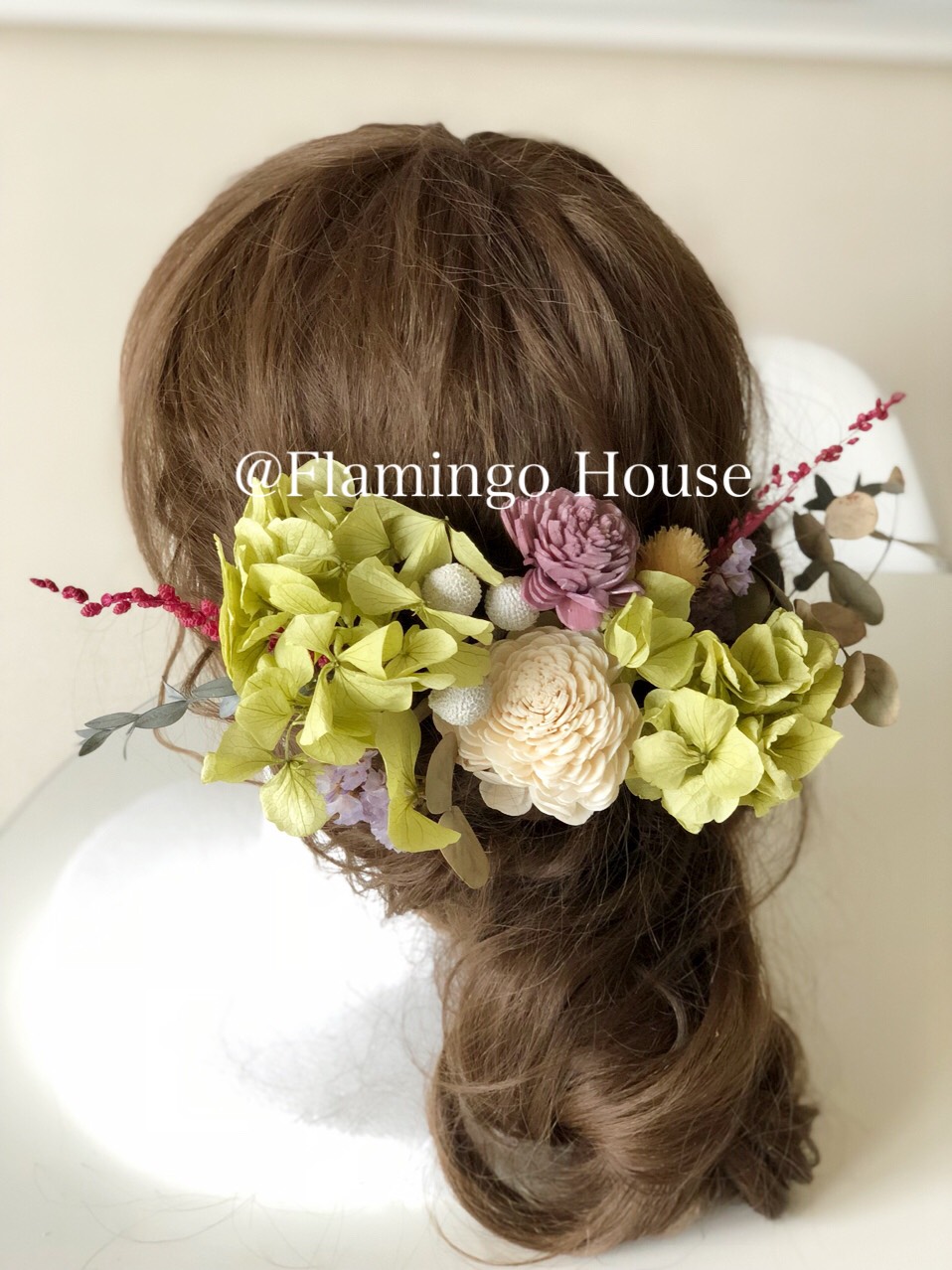 box入り本物のお花の髪飾りwedding＊成人式＊卒業式 ブリザーブドフラワー ドライフラワーヘッドドレスセット