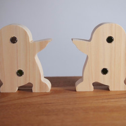 2個1セット　マゼランペンギン　名入れ各ポーズ各フォント混在自由　木製檜材マグネットキャッチ　レーザー加工　オブネット 9枚目の画像