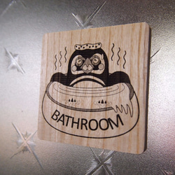 マゼランペンギン　お風呂、入浴、バスルームのサイン　木製桐集成材 4枚目の画像