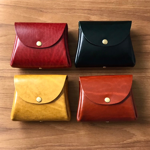 牛本革ルガトーコンパクト二つ折りさいふガバッと開くコロンとかわいい