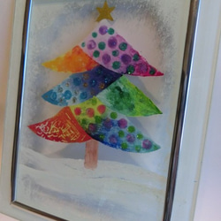 ガラス絵のクリスマスツリー（雪の草原） 3枚目の画像