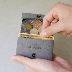 雙用零錢包 - 可放卡片的零錢包　Brown×White Dot 第6張的照片