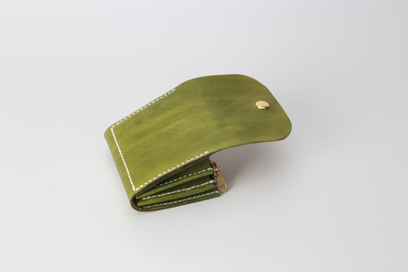 牛革手作り小型収納オルガンL字ファスナー財布 3枚目の画像