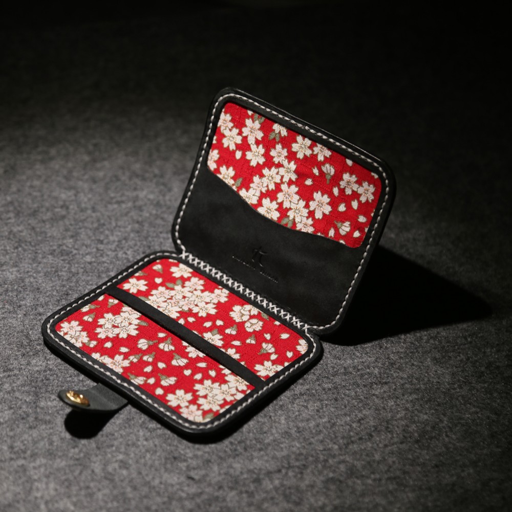 マスク カバー 本革手作りマスクポケット仮置き マスクケース マスクポーチ-夜の桜