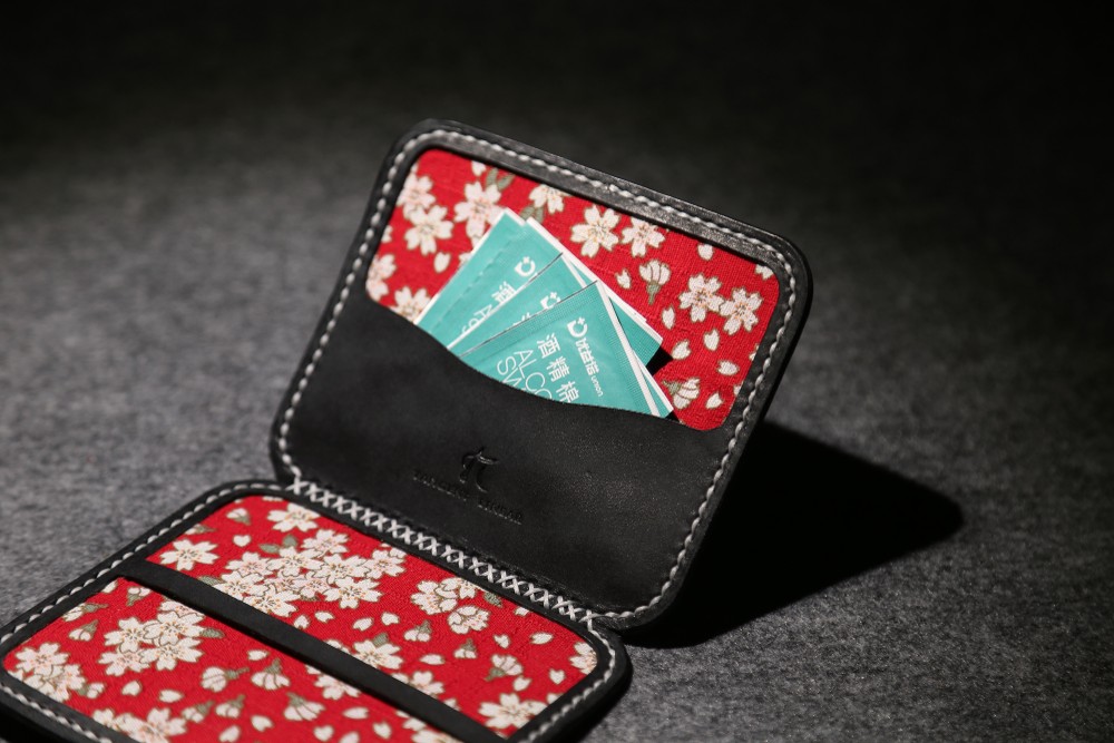 マスク カバー 本革手作りマスクポケット仮置き マスクケース マスクポーチ-夜の桜