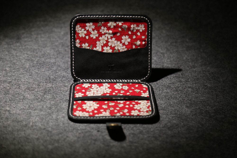 マスク カバー 本革手作りマスクポケット仮置き マスクケース マスクポーチ-夜の桜