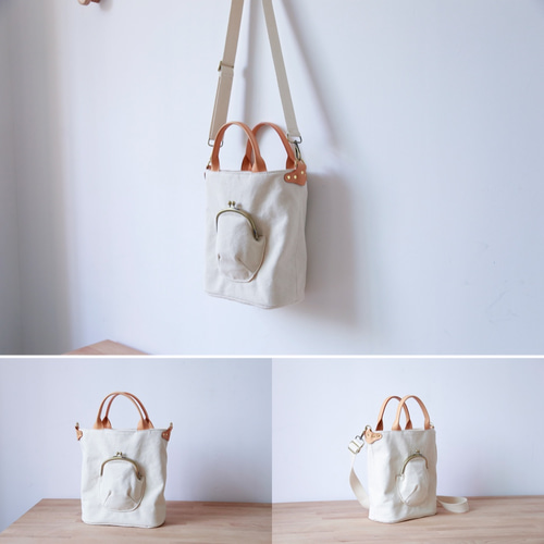 帆布×革の組み合わせ」手作りの2wayトートバッグショルダー