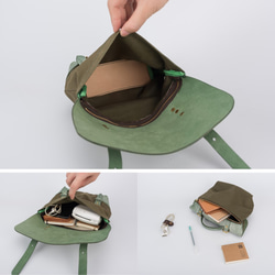 帆布+本革手作りのクラシックトートバッグショルダーバッグ　小さい 3枚目の画像