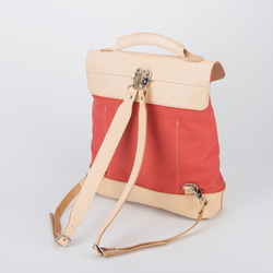 「帆布×革の組み合わせ」手作りのリュック  レディース バッグ かわいい クラシックリュックサックおしゃれ リュック 2枚目の画像