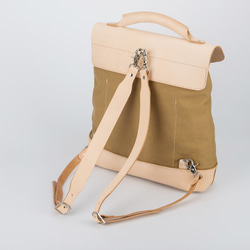 「帆布×革の組み合わせ」手作りのリュック  レディース バッグ かわいい クラシックリュックサックおしゃれ リュック 2枚目の画像