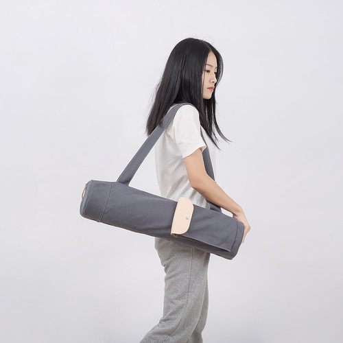 帆布×革の組み合わせ」ヨガマットバッグ ヨガマットケース 多機能