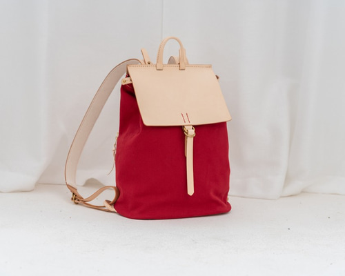 (手づくり)\"絵本の中の世界観\"デニムレザーリュックバックパック刺繍風景帆布 新商品キャンペーン中！crescent moon 本革手作りのクラシック