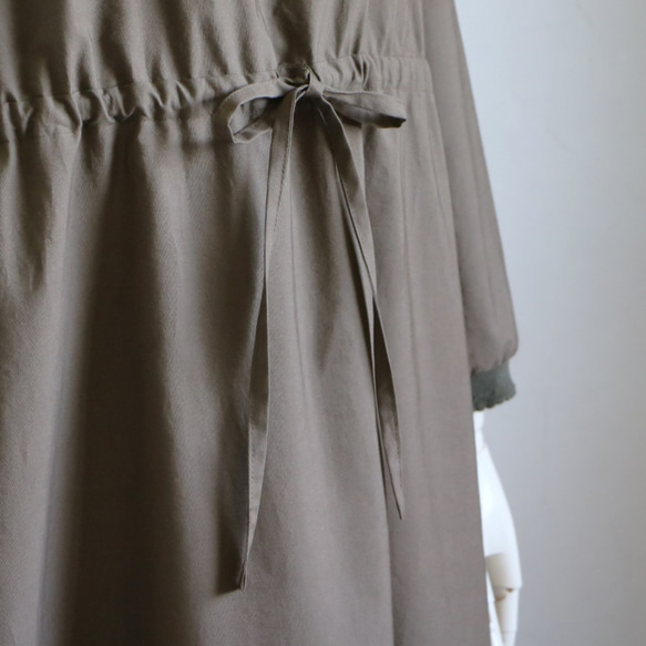 [售罄] 束腰棉質長裙 [橄欖棕] 第8張的照片