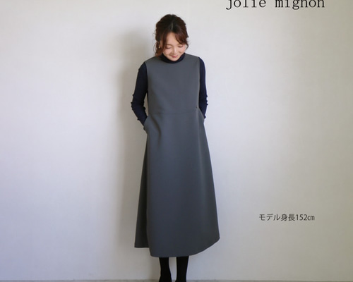 ジョリーミニョン　ふくれジャガードスクエアジャンパードレス ジョリーミニョン ふくれジャガードスクエアジャンパードレス L