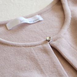 售罄！ [成人女士針織波麗羅] 米蘭羅紋袖口珍珠優雅波麗開衫 [粉米色] 第5張的照片