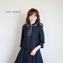 完売致しました！【上品でお洒落な麻レーヨンブラウス】リボン付  