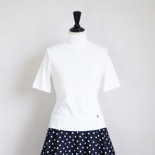 jolie mignon タートルネックストレッチ半袖プルオーバー ジャケットインにも◎】タートルネック ストレッチ半袖プルオーバー