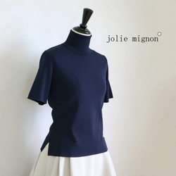 jolie mignon タートルネックストレッチ半袖プルオーバー 首元カバーが嬉しい♪】タートルネック ストレッチ 半袖プル