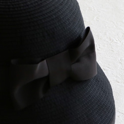 【エレガントに紫外線防止◎】グログランリボン UVカット帽子 【ブラック×ブラック】 4枚目の画像