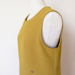 [售罄！ 】 彈性材質長版毛衣洋裝【芥末黃】 第8張的照片