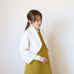 售罄！ [易於穿上和溫暖！ ] WHOLEGARMENT Cashmere Blend Frilled Bolero 開衫 [木 第5張的照片