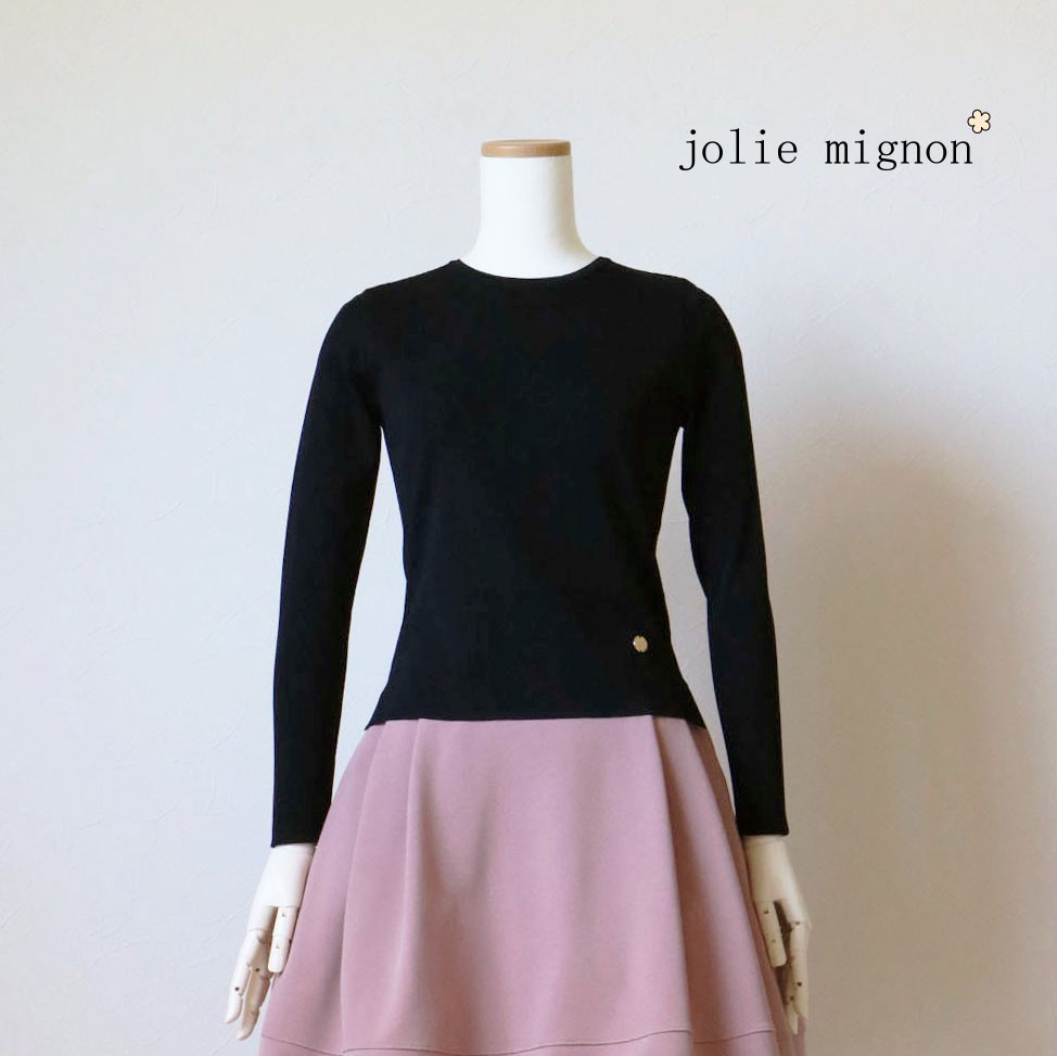 【着回し力抜群◎】クルーネック スリット入り ベーシックプルオーバー 【ブラック】