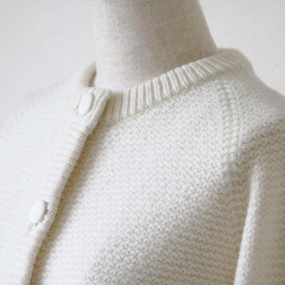 [售罄！ ] [乾淨的設計！ ] 羊絨混紡珠地針織裹扣開衫[灰白色] 第5張的照片