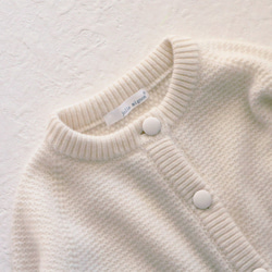 [售罄！ ] [乾淨的設計！ ] 羊絨混紡珠地針織裹扣開衫[灰白色] 第7張的照片