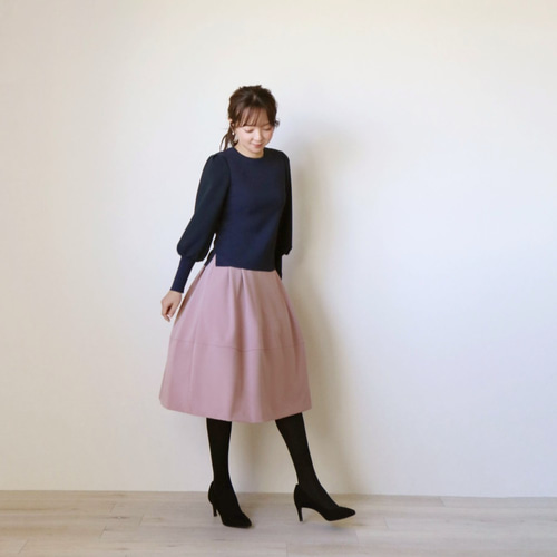 Jolie mignon ジョリーミニョン　異素材パフスリーブ 長袖プルオーバー Jolie mignon ジョリーミニョン 異素材パフスリーブ 長袖プルオーバー