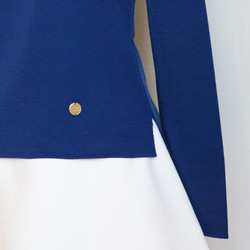 [漂亮的彩色針織◎]空氣羊毛圓領套頭衫[深藍色] 第9張的照片