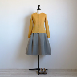 [可使用至春天◎] 珍珠紐扣空氣羊毛基本款開襟衫 [黃色] 第3張的照片