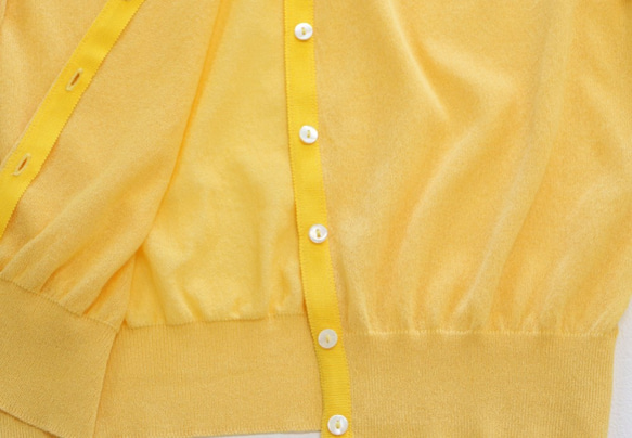 [建議防紫外線◎]日本紙×聚酯輕針織開襟衫[黃色] 第11張的照片