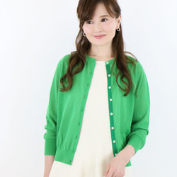 【現在有20％折扣！ 】 日本紙 x 聚酯輕量針織開襟衫 [綠色] 第4張的照片