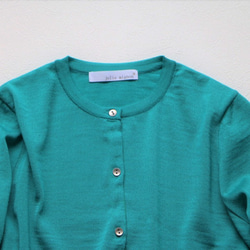【長度均衡！ 】T卹圓領長袖開襟衫【綠色】 第8張的照片