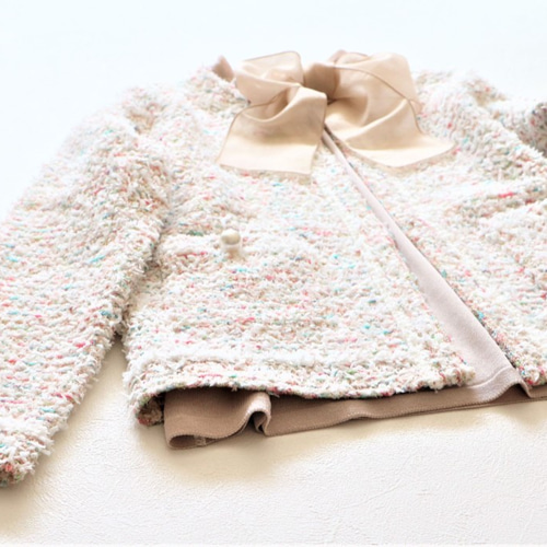 ジョリーミニョン】MIXツイードノーカラージャケット