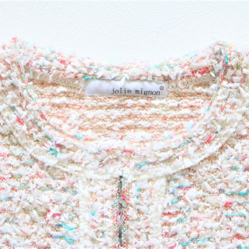 ジョリーミニョン】MIXツイードノーカラージャケットカーディガン