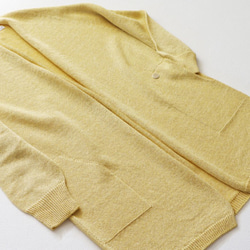 【質地光滑！ 】 日本紙 x 棉質帶口袋長開襟衫【黃色】 第5張的照片