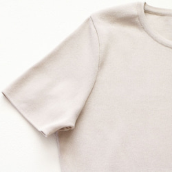 售罄 [Restock ♥ 數量有限] 短袖珍珠塔夫綢對接連衣裙（Greige x Off-white）[日本製造] [免運費] 第6張的照片