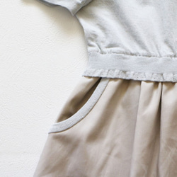 [售罄]短袖亞麻對接連衣裙（銀灰色x灰色）[日本製造] [免費送貨] [¥21000 +稅] 第6張的照片