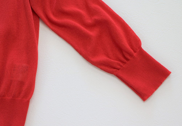 [建議防紫外線◎]日本紙×聚酯纖維輕量針織開襟衫[紅色] 第12張的照片
