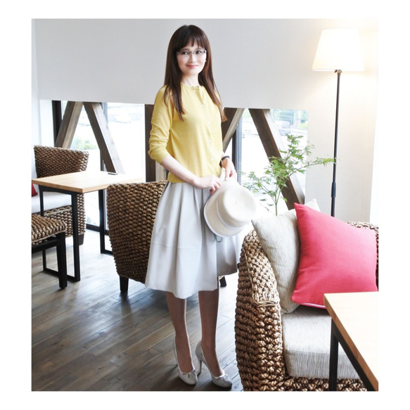 【試用價】日本紙x聚酯新材質輕量針織開襟衫（黃色） 第2張的照片