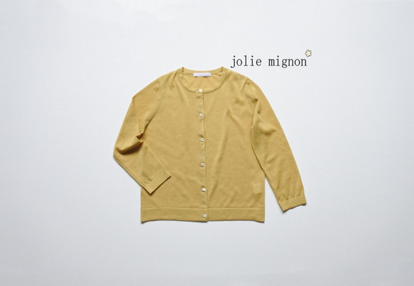 【試用價】日本紙x聚酯新材質輕量針織開襟衫（黃色） 第4張的照片