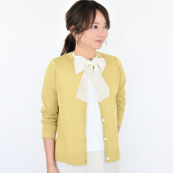 【試用價】日本紙x聚酯新材質輕量針織開襟衫（黃色） 第1張的照片