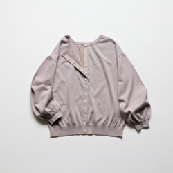 售罄 [Jolly Mignon] 高規格貝殼鈕扣泡泡袖長袖天然開衫 [灰色] [日本製] [免運費] 第5張的照片