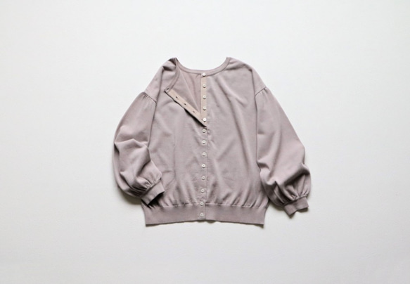 售罄 [Jolly Mignon] 高規格貝殼鈕扣泡泡袖長袖天然開衫 [灰色] [日本製] [免運費] 第5張的照片