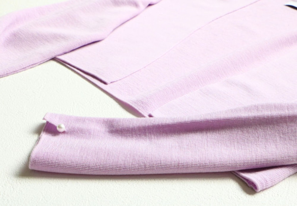 【打造鮮明輪廓◎】珍珠袖口短款波萊羅開襟衫【粉紅色】 第4張的照片