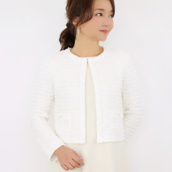 [售罄] MIX Tweed 無色短款夾克開衫 [Off-White] [Made in Japan] [免運費] 第4張的照片